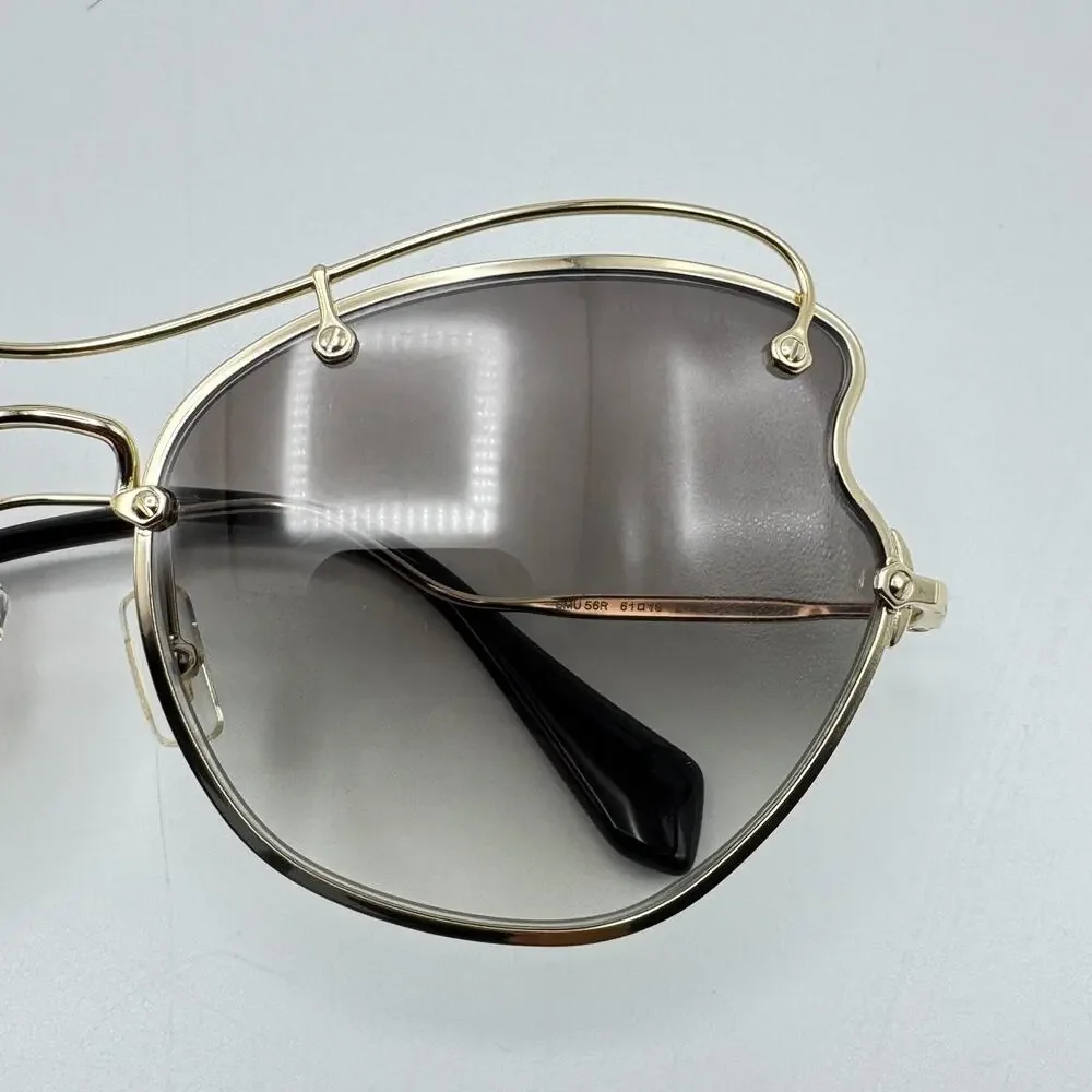 Miu Miu Sunglasses SMU 56R ZVN-0A7 Pale Gold Frame Gradient Lens 61-19-135mm